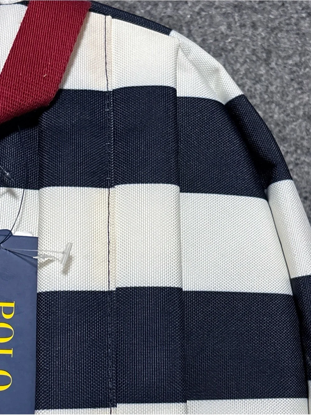 Polo Ralph Lauren Bear Football Navy White Striped Backpack Laptop Sleeve